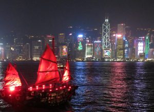 victoria harbour with boat view