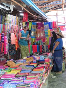 Longyi stall at local market in Kalaw